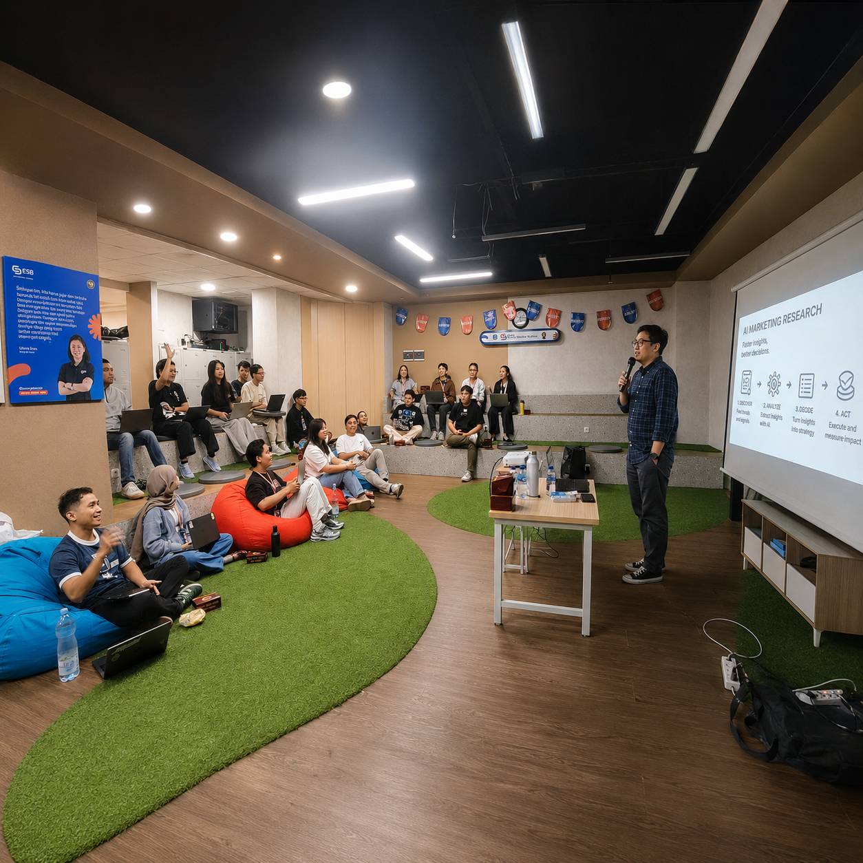 Argi Tendo membawakan AI Marketing Workflow Training untuk tim ESB